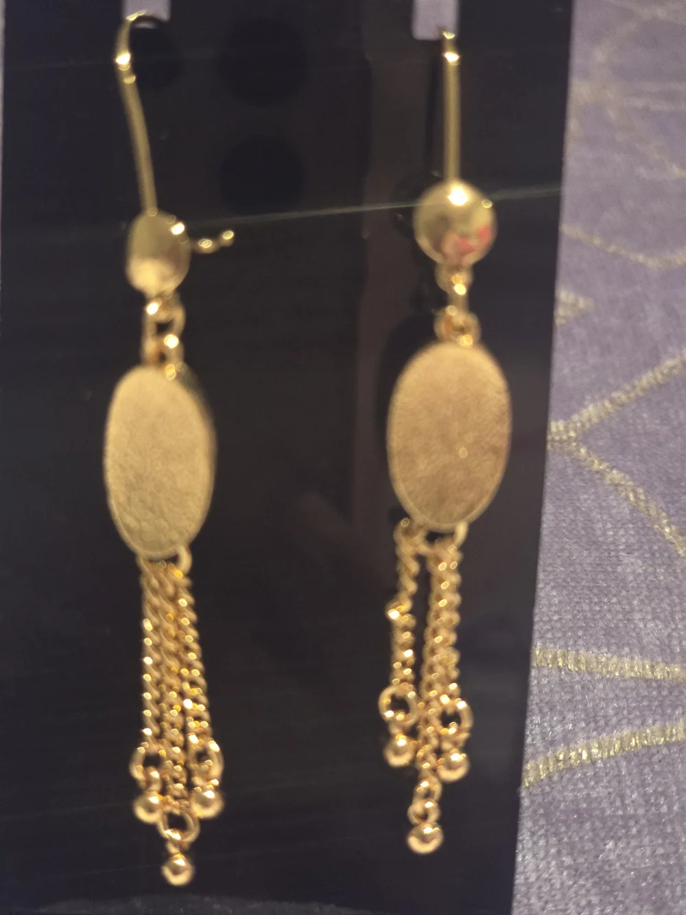 22 kgp Dubai Jewelry Gold Drop Chain Tassel Earrings - Elegant Women’s Jewelry